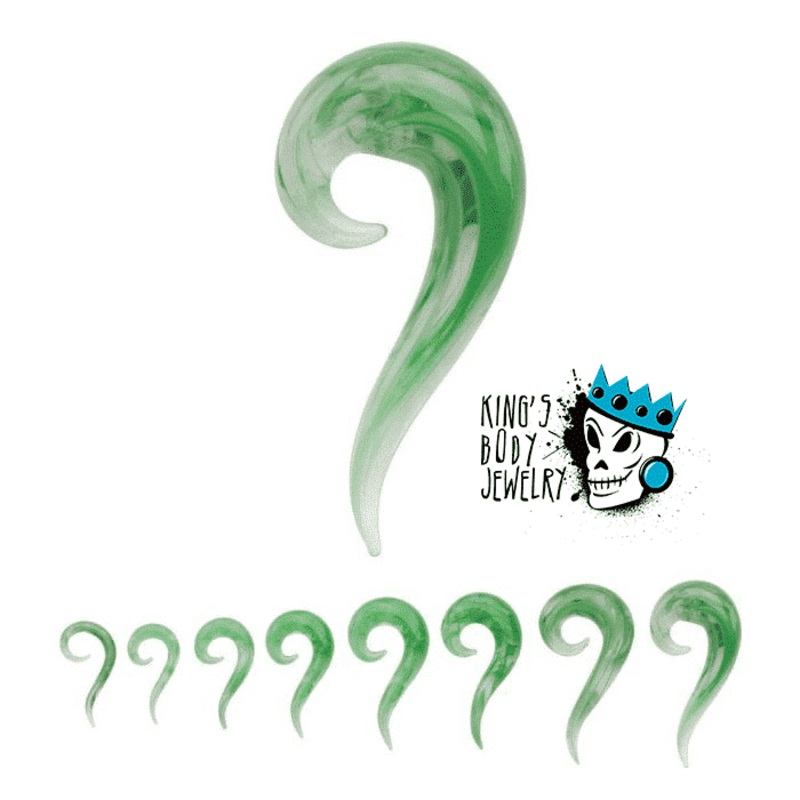 Green Marbleized Glass Spiral Tails (6 gauge – 1/2 inch) 6 g