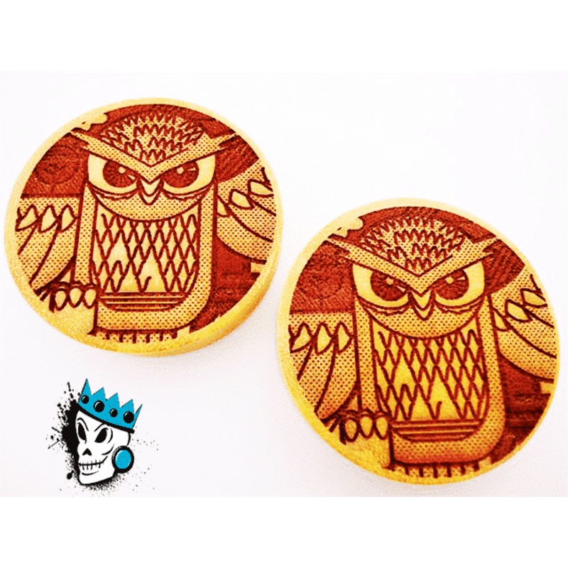 Laser Engraved Owl Plugs (15/16 inch – 1 1/16 inch) 15/16 inch