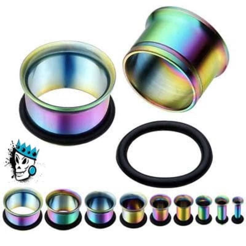Multicolored Single Flare Steel Tunnels (14 gauge – 1 inch) 14 g 3/8″