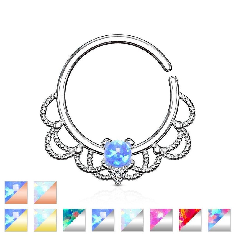 Opal Filigree Ring 16G Gold Blue