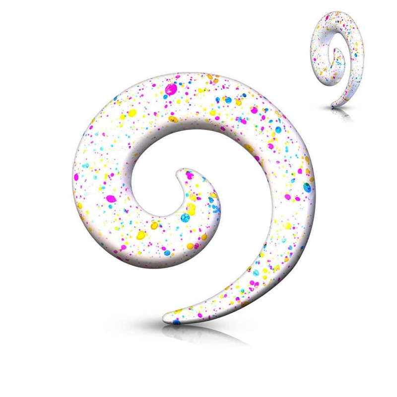 Paint Splatter Acrylic Spirals (8 gauge – 00 gauge) 8 g