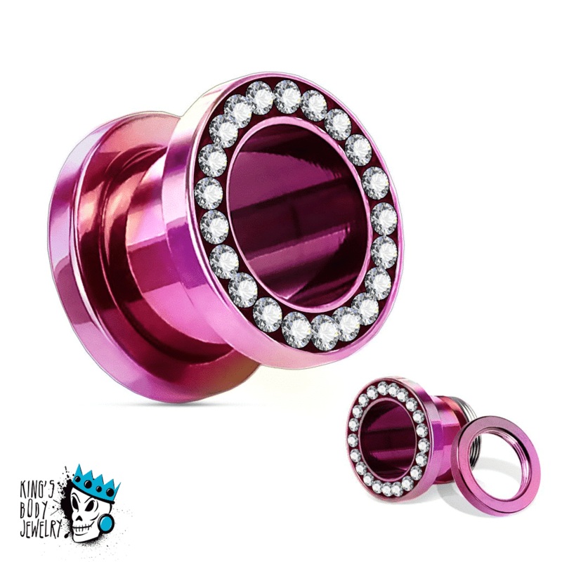 Purple Steel Bling Flesh Tunnels (8 gauge – 00 gauge) 8 g
