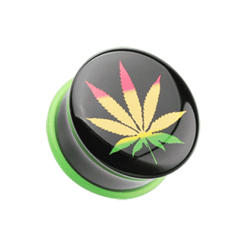 Rasta Pot Leaf Plugs (2 gauge – 1 inch) 2 g