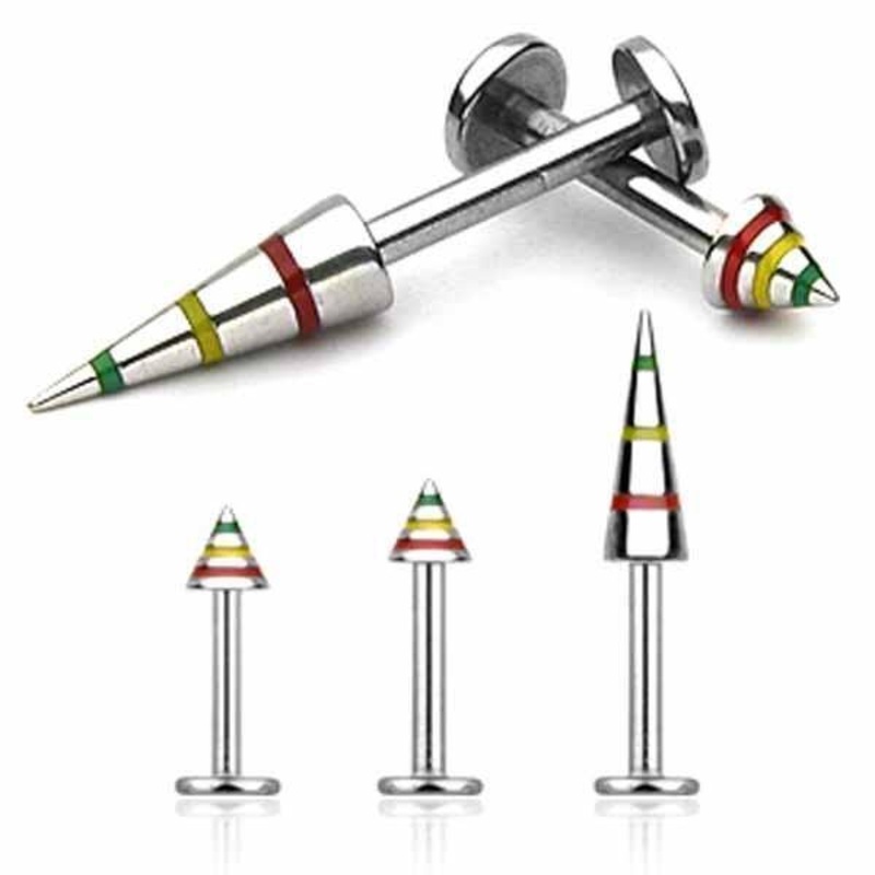 Rasta Spike Labret 16G 14G 16G 6mm 3x4mm