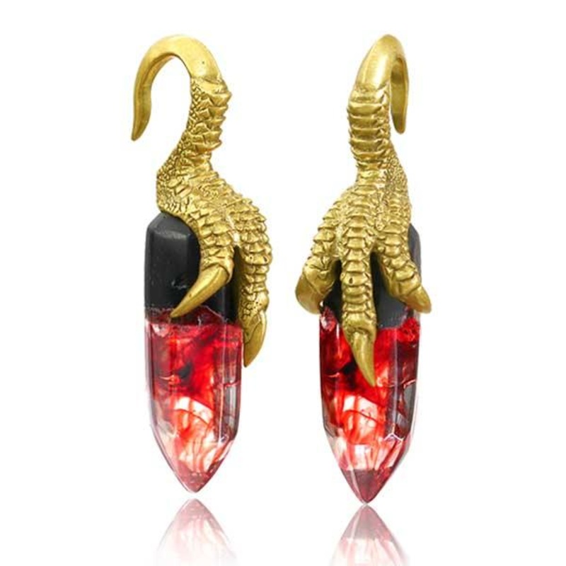 Red Crystal Dragon Claw Hanger PAIR
