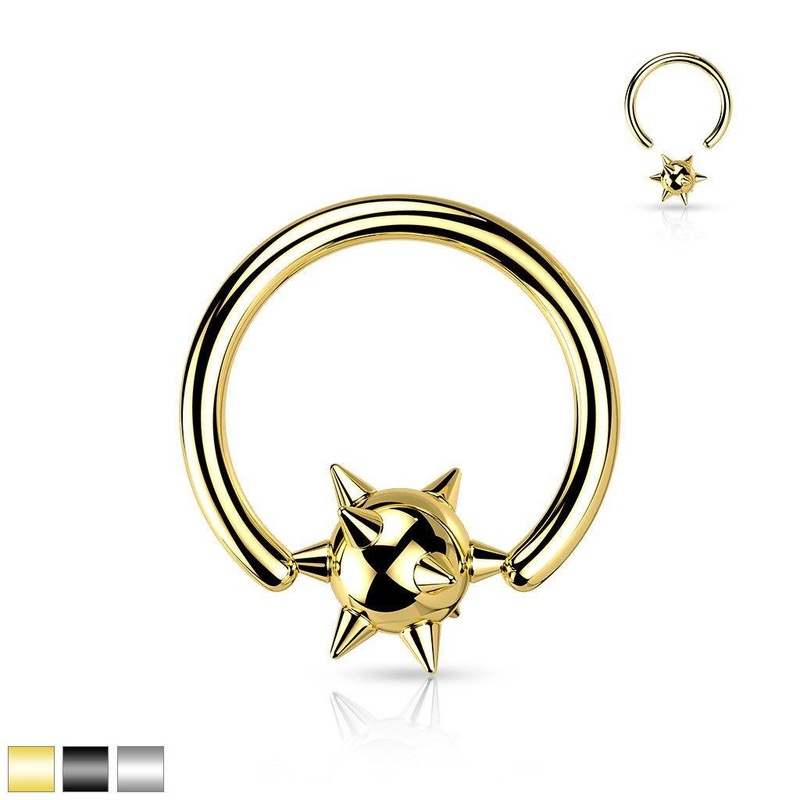 Spike Ball Captive Ring 14G Gold (Jewellery pliers required to use ring)