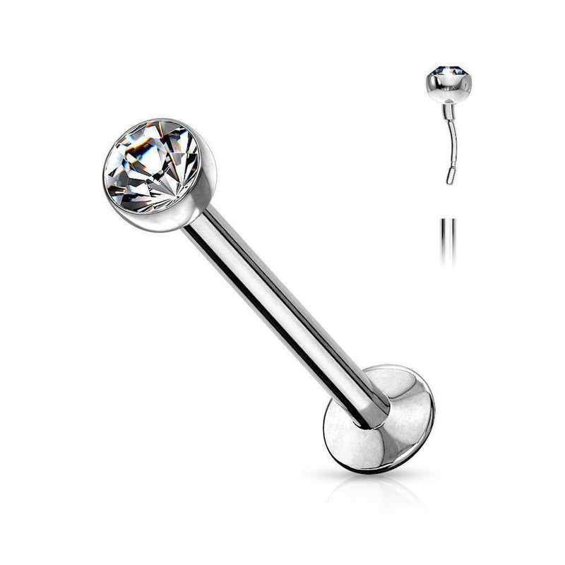 Threadless Gem Ball Labret 20G 6mm 2mm