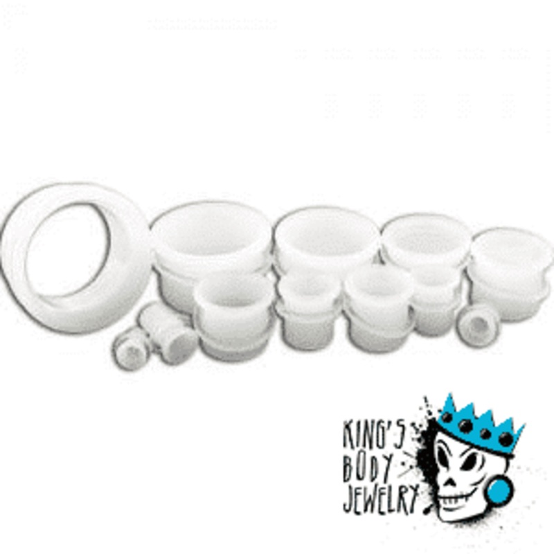White Glass Single Flare Tunnels (8 gauge – 1 inch) 8 g