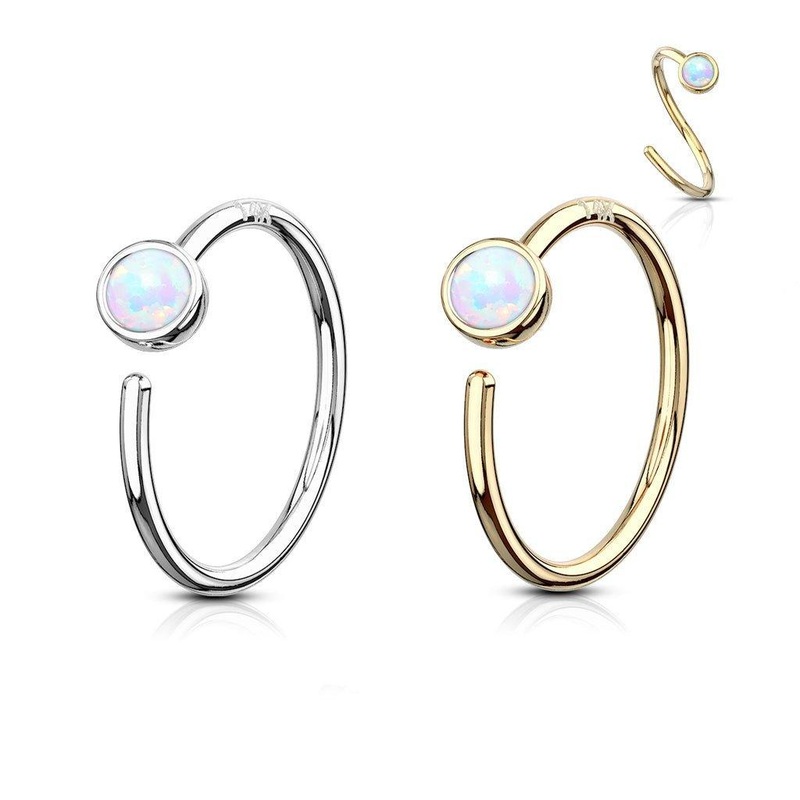 14kt Gold Opal Ring 20G 8mm White Gold