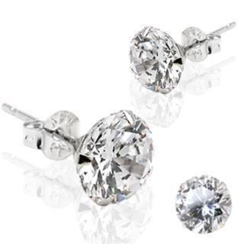 14kt White Gold Martini Stud Earring PAIR 2mm