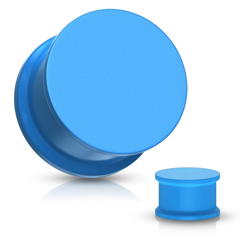 Blue Solid Silicone Plugs (8 gauge – 1 inch) 8 g