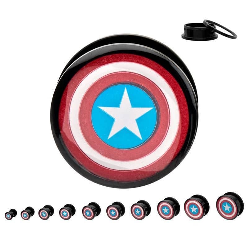 Captain America Marvel Flesh Tunnels (7/16 inch – 1 inch) 7/16 inch