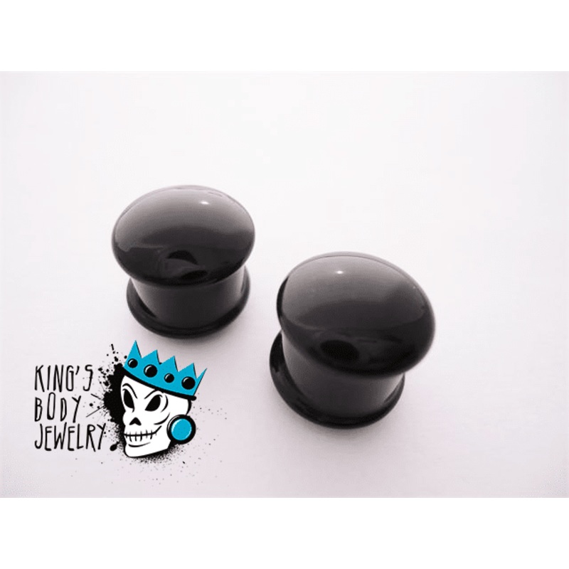 Gorilla Glass Black Solid Double Flare Plugs (8 gauge – 1/2 inch) 8 g