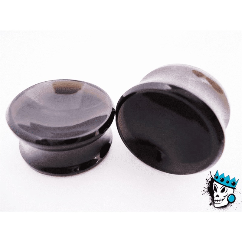 Gorilla Glass Concave Plugs (1/2 inch – 2 inch) 7/8 inch Obsidian
