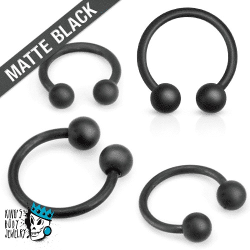 Matte Black Circular Barbells (16 gauge – 14 gauge) 16 g 1/4″