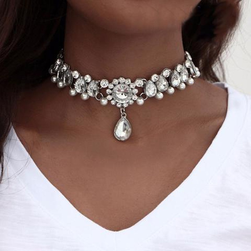 Myrtille Crystal Choker Statement Necklace