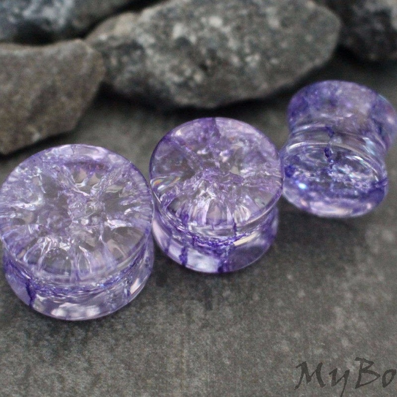 Shattered Glass Ear Plugs in Purple 0G (8mm)