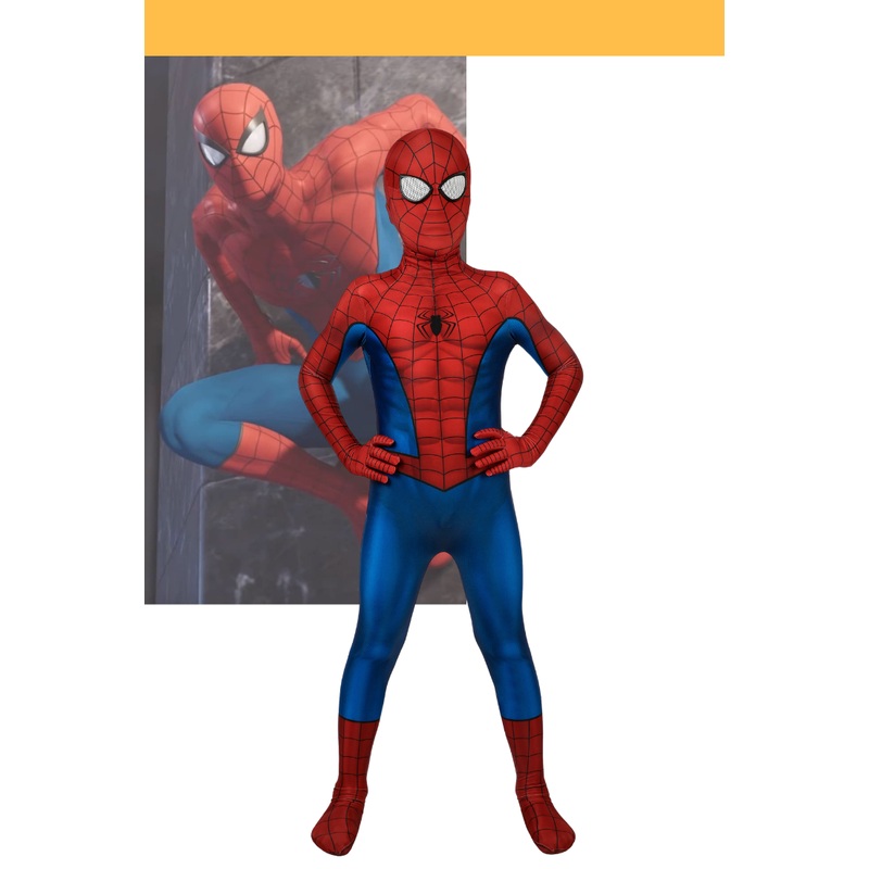 Spiderman PS4 Game Classic Version Kids Size Digital Printed Cosplay Costume