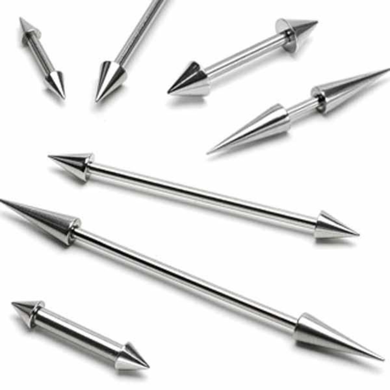Steel Spike Barbell 16G 6mm 3x3mm