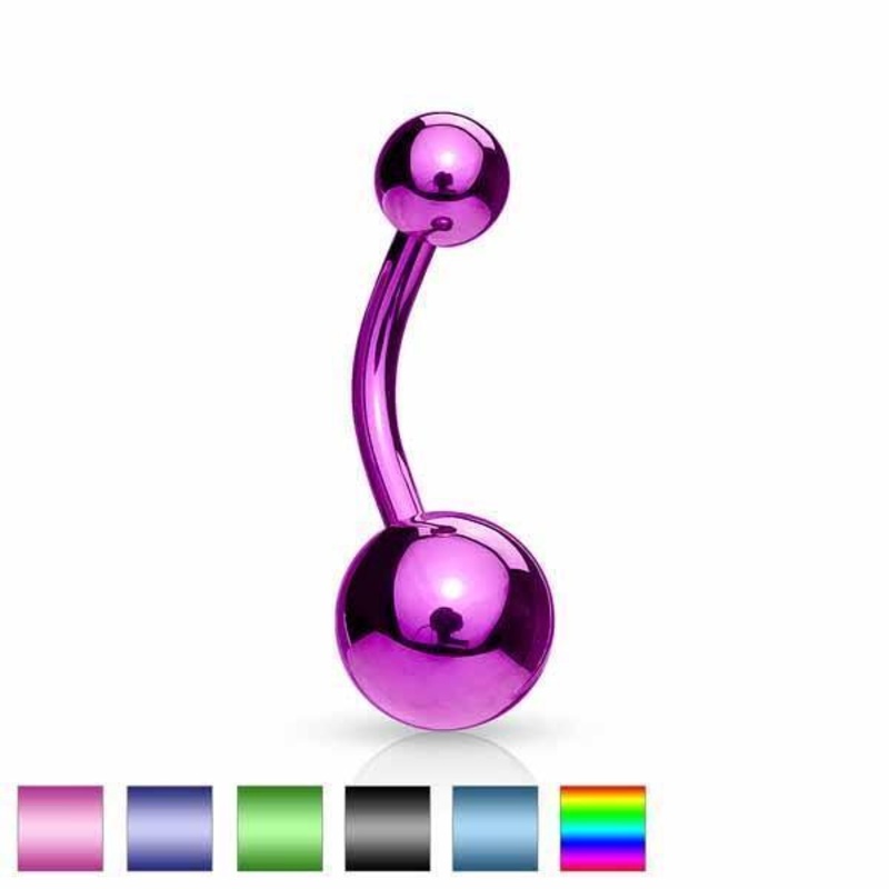 Titanium IP Belly Bar 14G Black