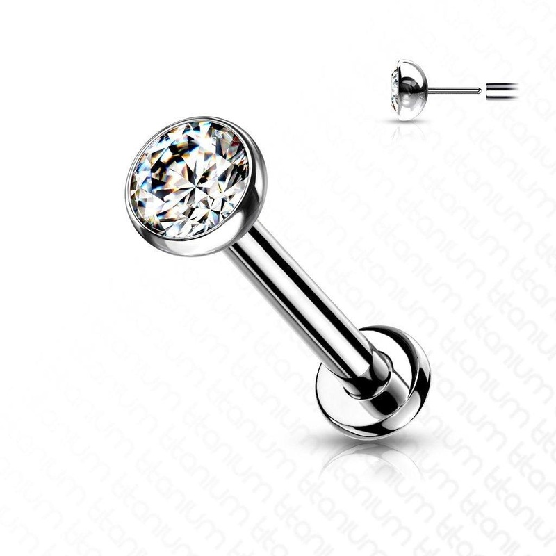 Titanium Threadless Gem Labret 20G 6mm 2mm