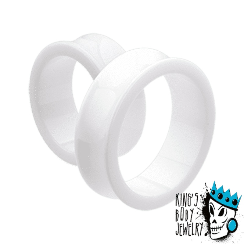 White Acrylic Double Flare Tunnels (10 gauge – 2 inch) 10 g
