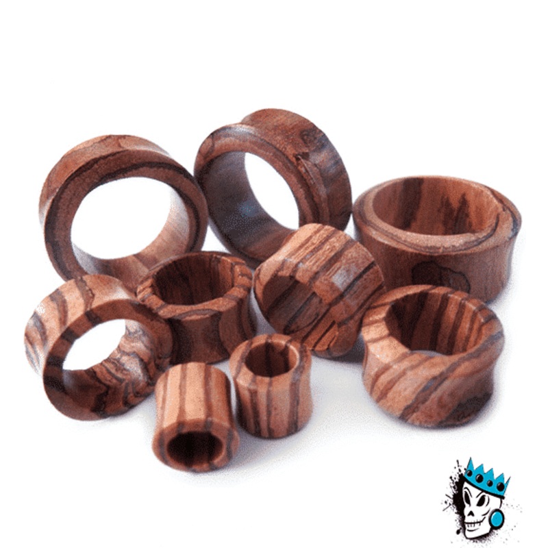 Zebra Wood Tunnels (8 gauge – 7/8 inch) 8 g