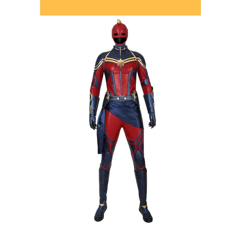 Captain Marvel Infinity War Metallic Blue PU Leather Cosplay Costume