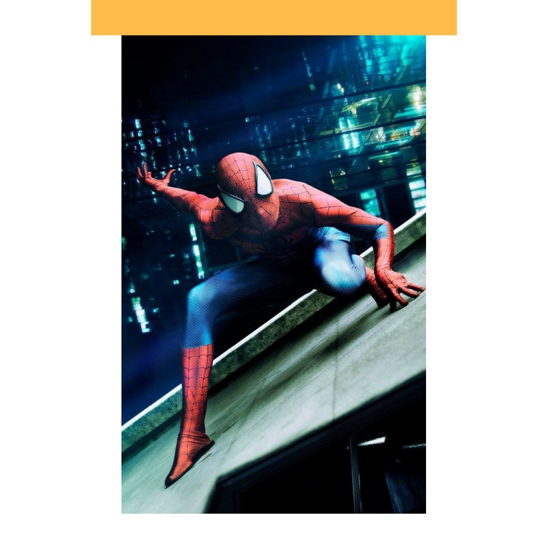Spiderman Gradient Digital Printed Cosplay Costume
