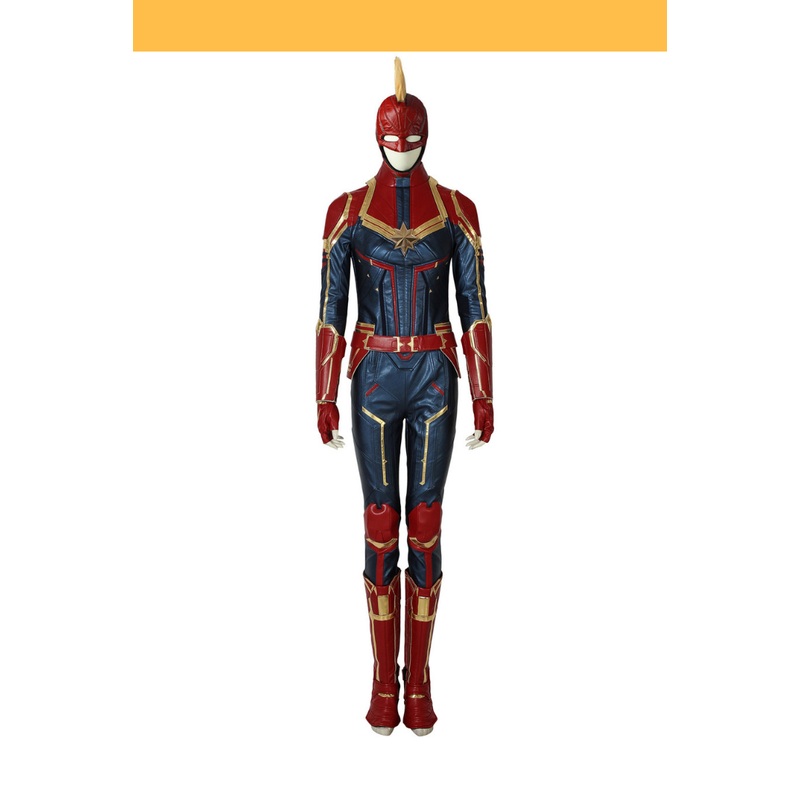 Captain Marvel Metallic Blue PU Leather Cosplay Costume