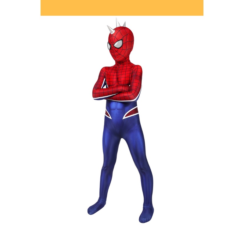Spiderman PS4 Game Punk Suit Kids Size Digital Printed Cosplay Costume