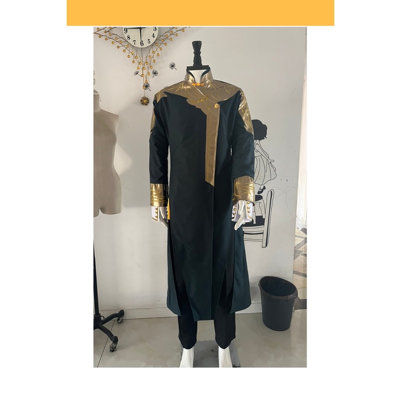Custom Design Pine Green And Gold Embroidered Cosplay Costume