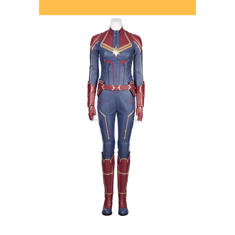 Captain Marvel Sapphire Blue PU Leather Cosplay Costume