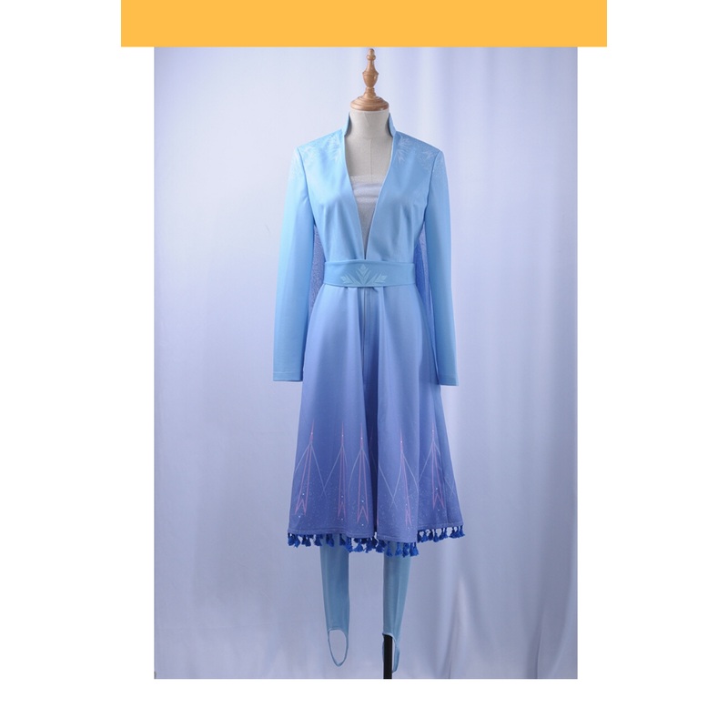 Frozen 2 Elsa Light Blue With Tassel Cosplay Costume