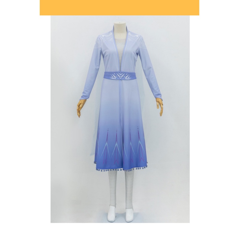 Frozen 2 Elsa Gradient Light Blue Cosplay Costume
