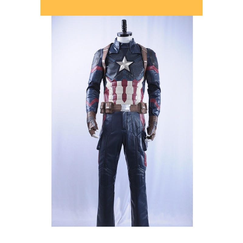 Captain America Metallic Navy PU Leather Cosplay Costume