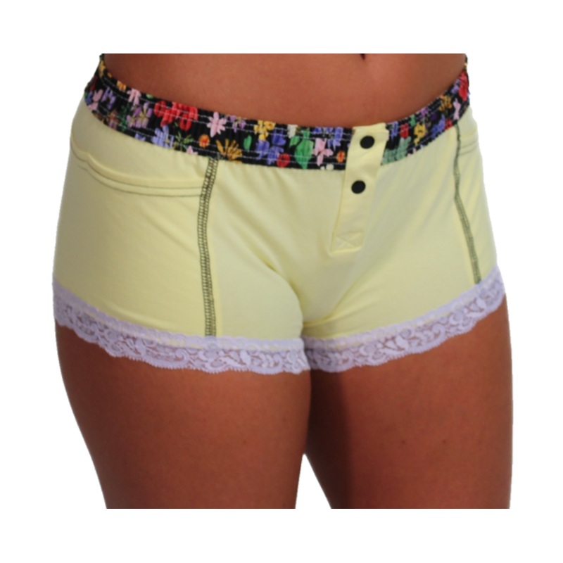 Butter Yellow Boxer Briefs with Wild Flower waistband