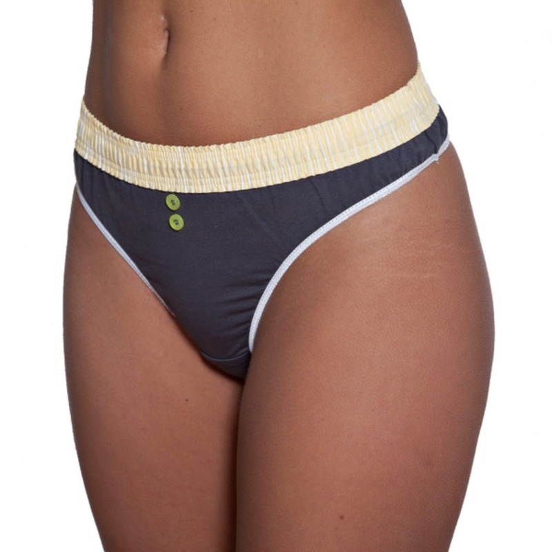 Yellow Stripe over Grey Thong B-String