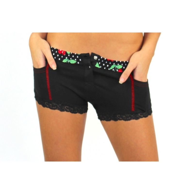 Black Boxer Brief with Very Cherry Band