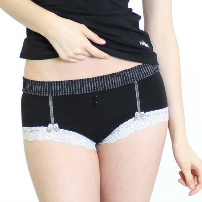 Black Boyshort with Pinstripe Band