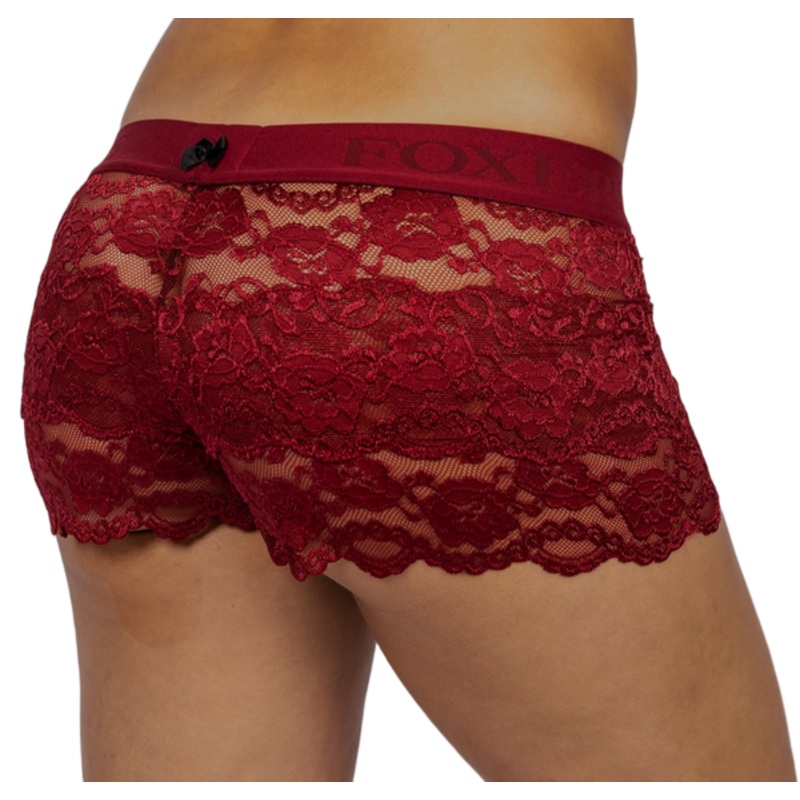 Black Cherry Lace Boxer with FOXERS logo elastic band