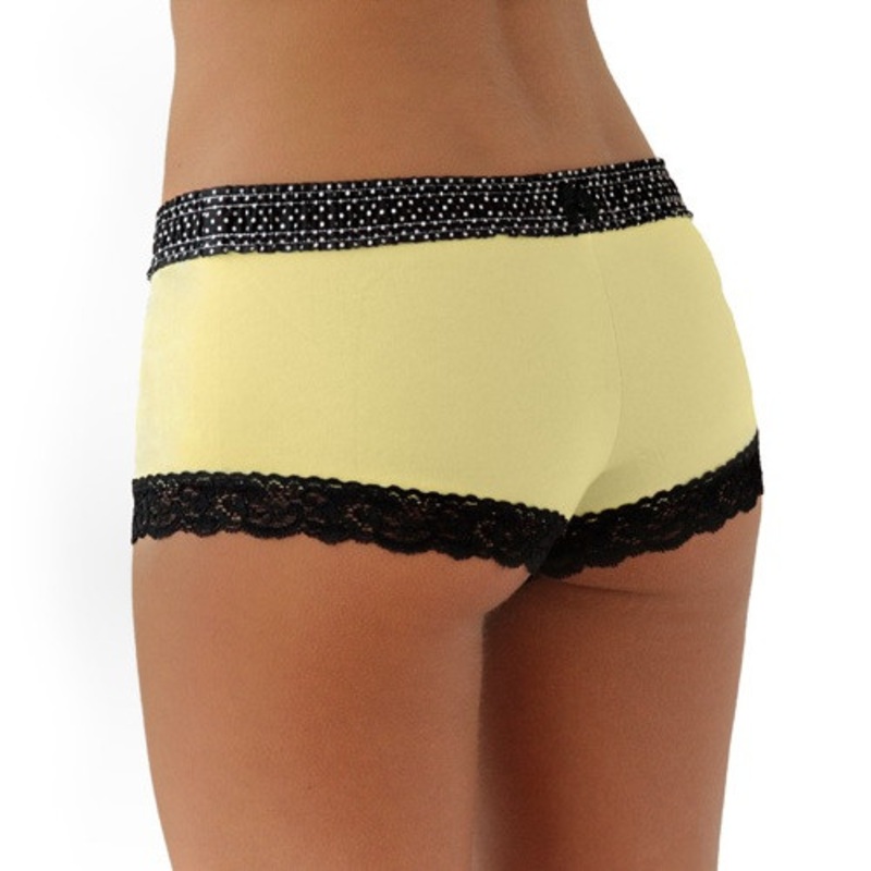 Black Dot over Yellow Boyshort