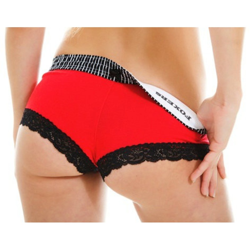 Black Stripe over Red Boyshort
