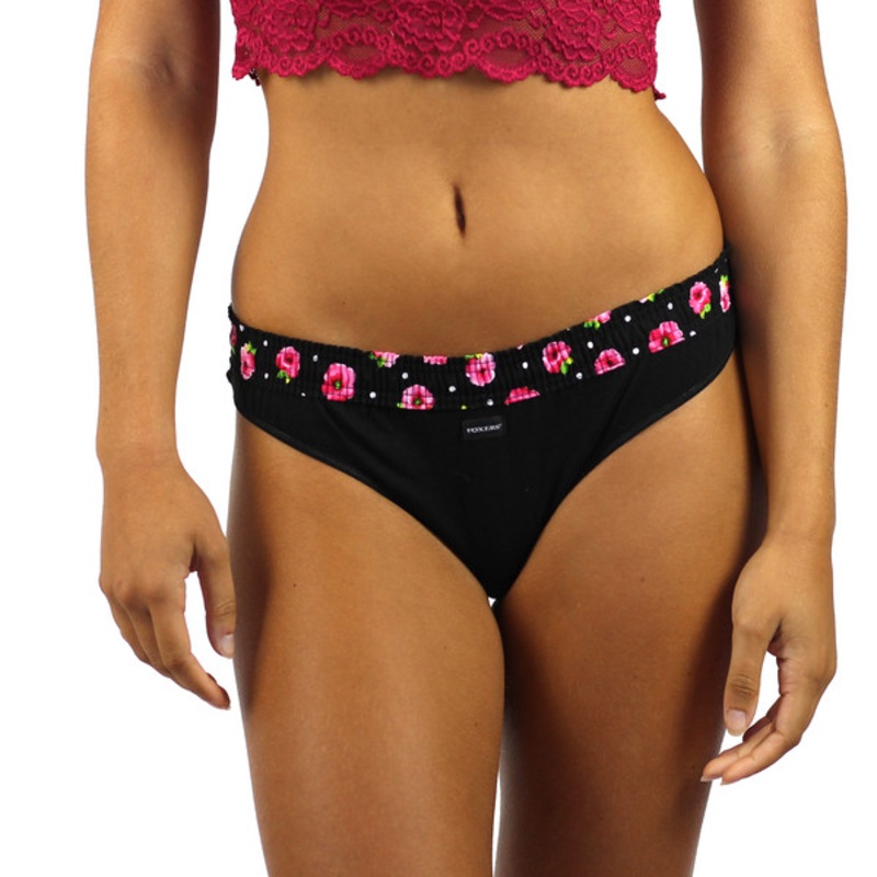 Black Thong with Evening Rose Band