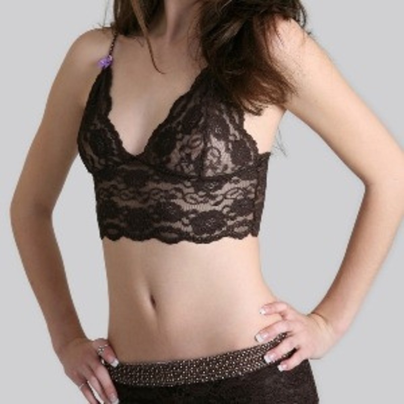 Brown Dot over Brown Lace Top (Lavender Bows)
