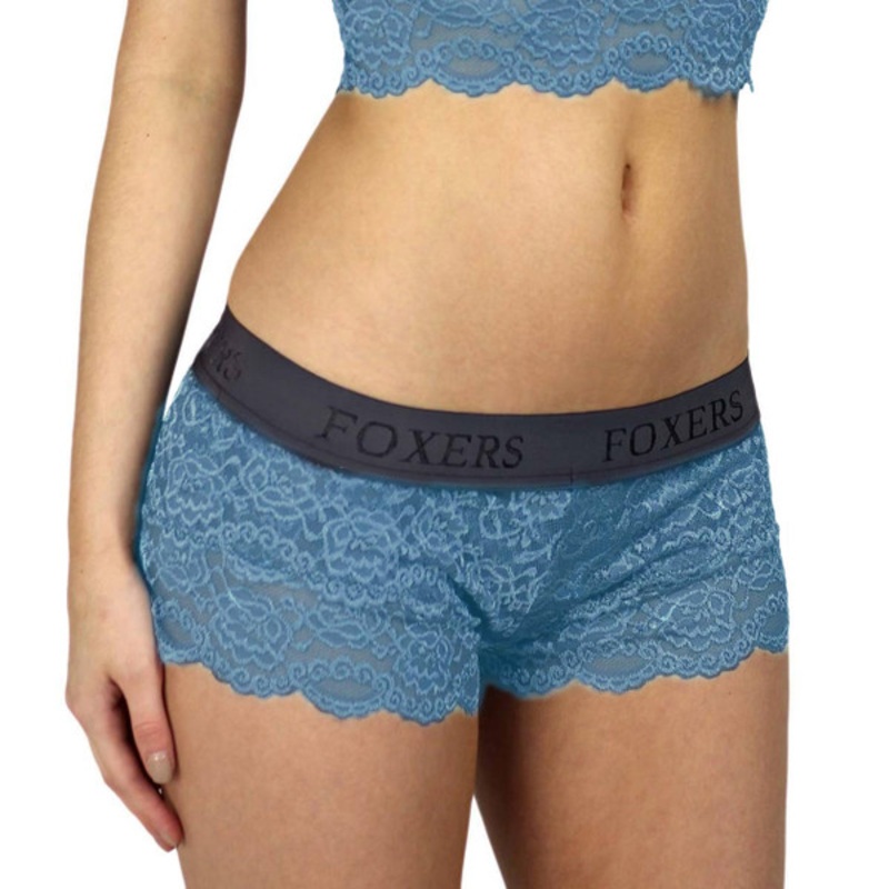 Cowboy Blue Lace Boxer with FOXERS Chargray Logo Elastic band