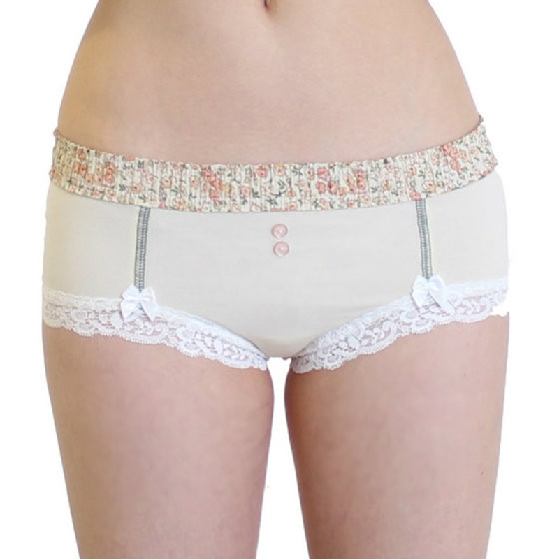 Ivory Boyshort with Floral FOXERS Band