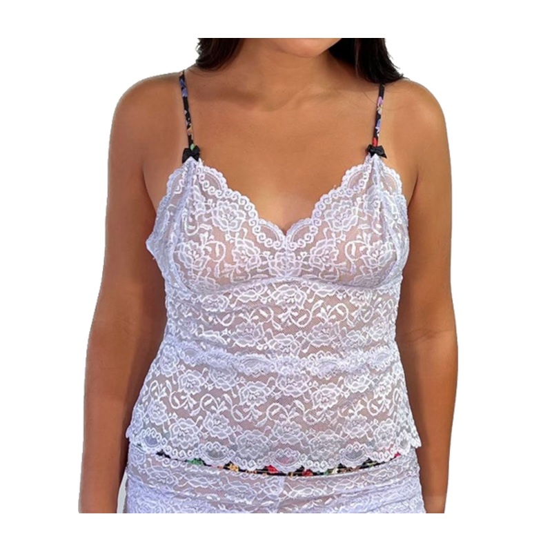 Lavender lace waist length camisole bralette