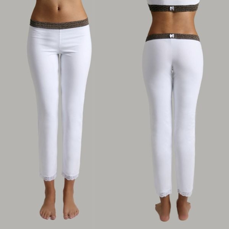 Leggings – Brown Dot over White