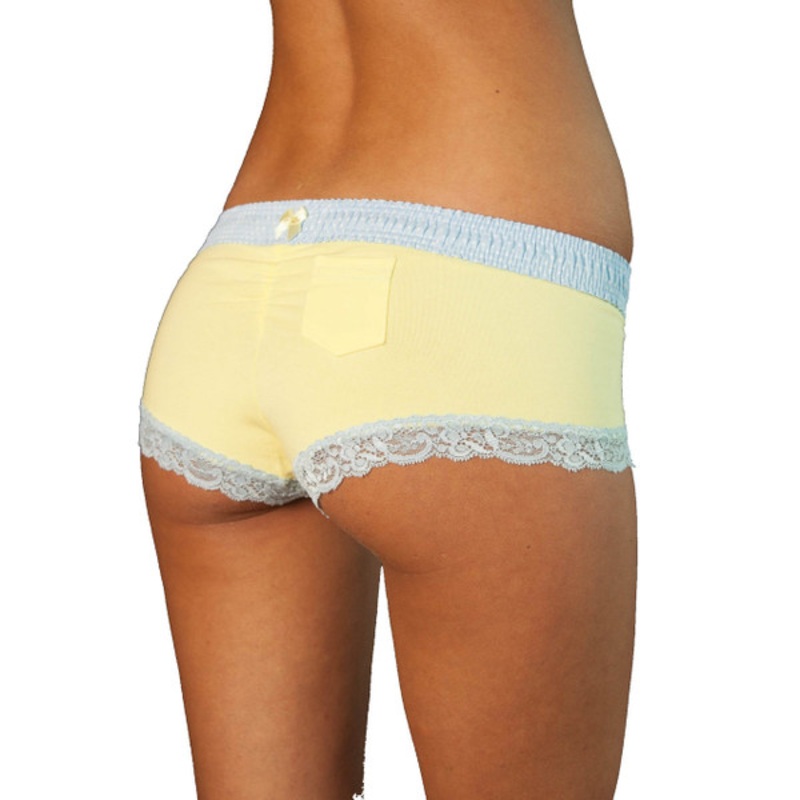 Light Blue dot over Yellow Boyshort